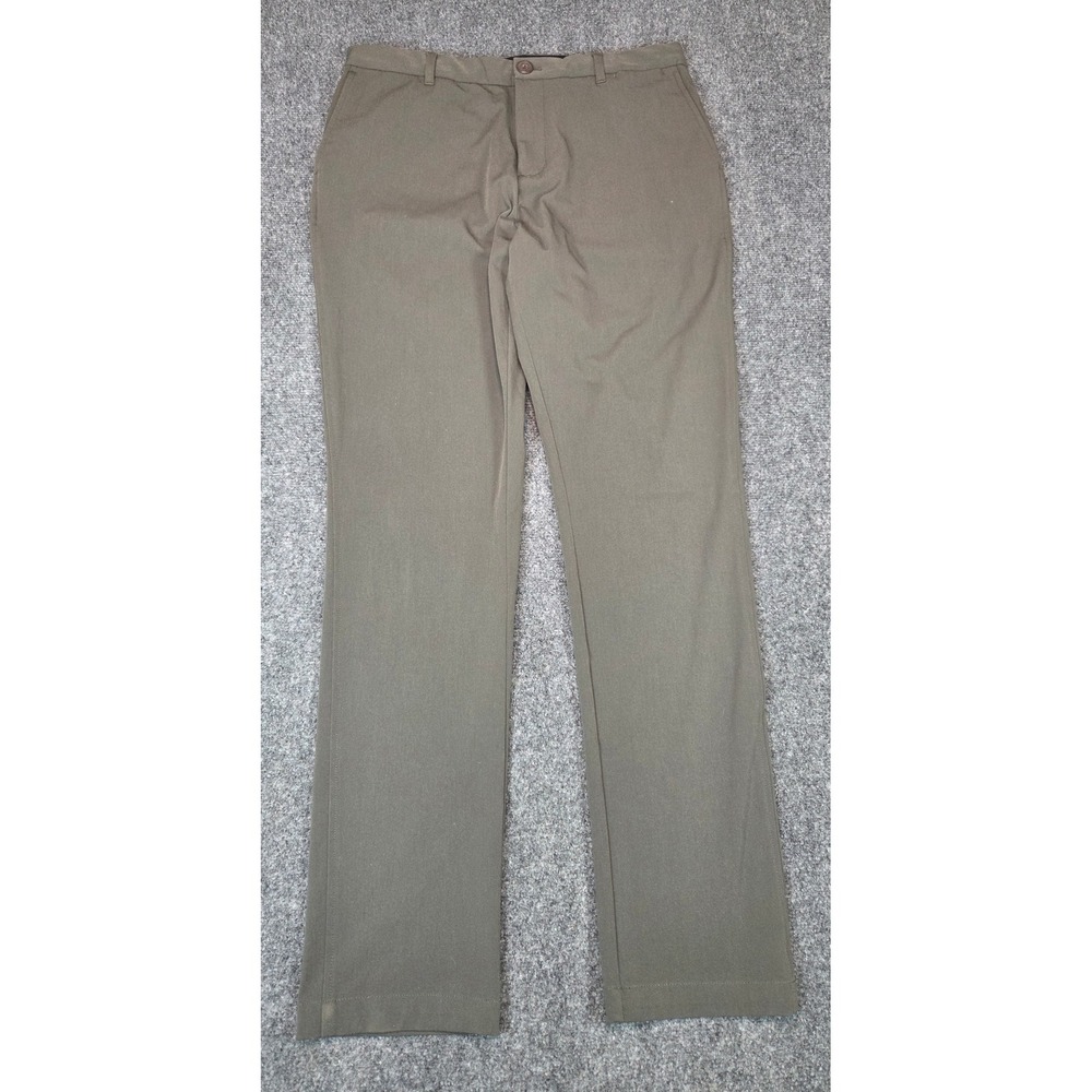 Ministry of Supply Kinetic Pants Mens 34 Tall Olive Green Technical Chino